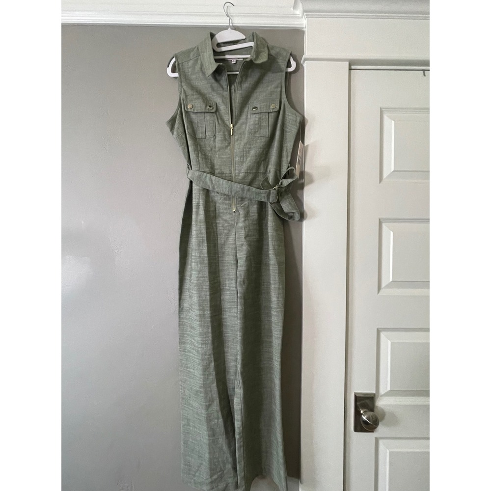 Nanette Lepore Womens Sleeveless Belted Utility Jumpsuit Martin Olive Green 8